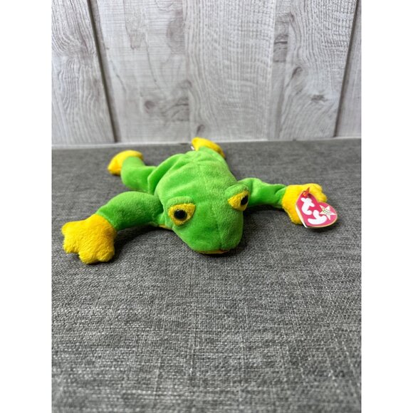 Ty Other - Ty Beanie Babies Smoochy Frog Plush Green & Yellow 1997 Rare Collectible Toy